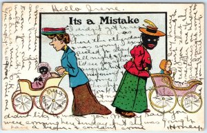 c1900s It's a Mistake Mother Child Strollers Swap Adolph Selige UDB Postcard A83
