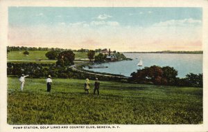 PC GOLF, NY, GENEVA, PUMP STATION GOLF LINKS, Vintage Postcard (b45820)