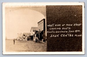 J90/ Sauk Centre Minnesota RPPC Postcard c1920s Main Street Stores  377