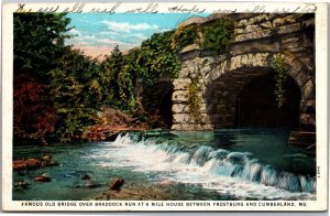 Postcard MD Bridge over Braddock Run at 6 Mile House Frostburg Cumberland