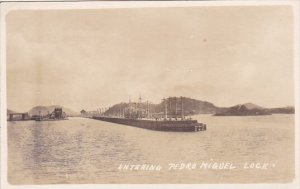 Panama Freighter Entering Pedro Miguel Cut Panama Canal Real Photo