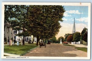 Manchester Vermont VT Postcard Main Street Residence Section c1920's Antique