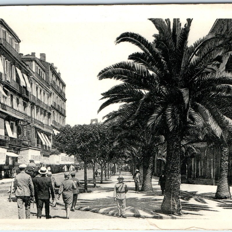 c1930s Oran, Algeria Boulevard Clemenceau Palm Trees Streetscape Men A359