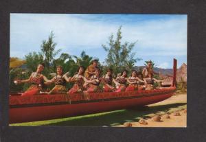 HI Hawaii Postcard Maori War Canoe Polynesian Laie Cultural Center Oahu Singers