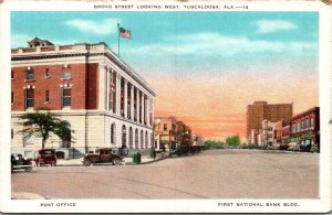 Alabama Tuscaloosa Broad Street Looking West With Post Office & First National