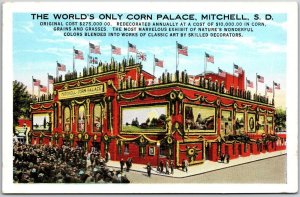 Greetings From Mitchell South Dakota Corn Palace Hub Market Annual Deco Postcard