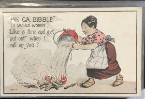 Postcard Used “Ish Ga Bibble” “I Should Worry” Woman PA LB