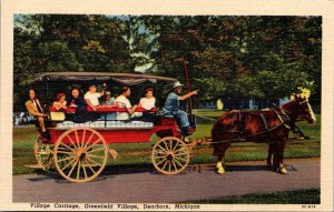 Village Carriage Greenfield Dearborn Michigan MI Linen Postcard UNP VTG Unused 