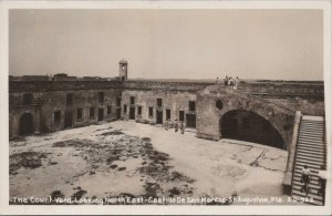 RPPC Postcard Court Yard North East Castillo de San Marcos St Augustine FL