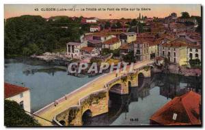 Clisson Old Postcard La Trinite and city bridge over the Sevre