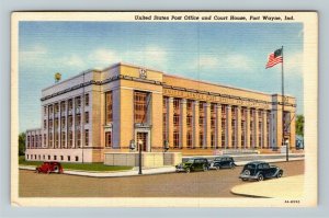 Fort Wayne IN Indiana, US Post Office & Courthouse Linen c1947 Postcard