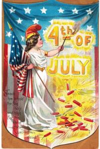 Fourth Of July 4th Firecracker Lady Liberty  Tuck Independence #109 1910 