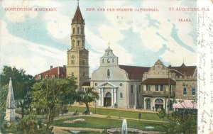 St Augustine Florida Constitution Monument, Cathedrals Undivided Back Postcard