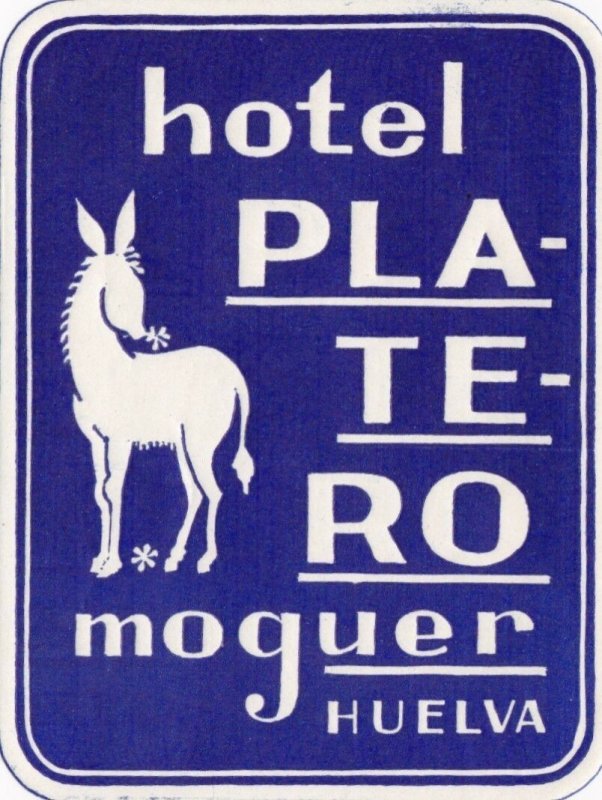 Spain Moguer Hotel Platero Vintage Luggage Label sk2431