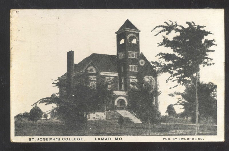 LAMAR MISSOURI ST. JOSEPH'S COLLEGE VINTAGE POSTCARD 1913