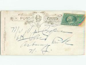 1909 comic bamforth MAN DRIVES VERY OLD ANTIQUE CAR k8149