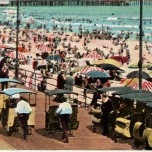 Postcard NJ Atlantic City - Boardwalk and Beach Scene