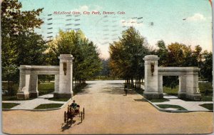 Vtg 1910's McLelland Gate City Park Horse Buggy Denver Colorado CO Postcard