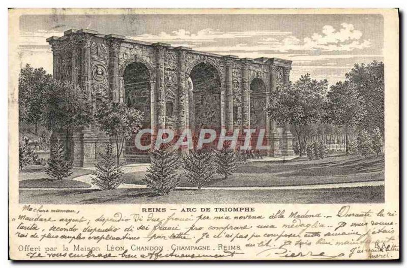 Old Postcard Reims Arc De Triomphe