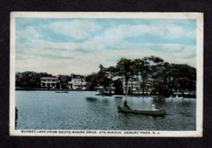 NJ Vintage Sunset Lake ASBURY PARK NEW JERSEY Postcard