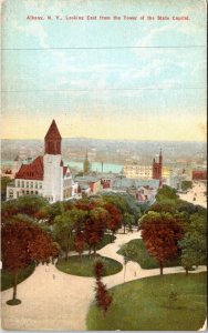 Albany New York NY E From Tower State Capitol Antique Postcard PM Cancel WOB