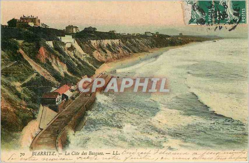 Old Postcard Biarritz La Cote des Basques