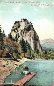 Vintage Postcard 1909 Castle Rock Banks of Columbia River on Line of OR & N. Co.