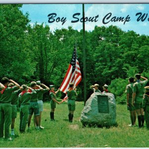 c1960s Drakesville IA Boy Scouts Camp Wapello PC Salute BSA Bloomfield Bank A230