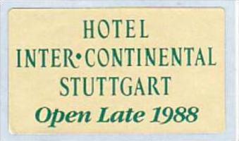 GERMANY STUTTGART HOTEL INTER CONTINENTAL VINTAGE LUGGAGE LABEL