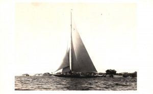 Vintage Postcard Real Photo Sailboat By Ralph Arnold Newport Rhode Island RPPC