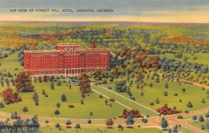 AUGUSTA, Georgia GA   FOREST HILL HOTEL~Bird's Eye View  ca1940's Linen Postcard