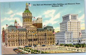 postcard Baltimore - City Hall and Municipal Office Building and Memorial Plaza