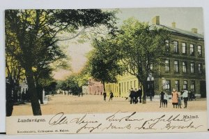 Sweden MALMO Lundavagen Street Scene c1902 Hand Colored Postcard I7