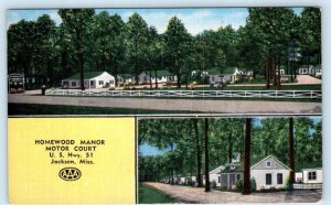 JACKSON, Mississippi MS ~ Roadside HOMEWOOD MANOR MOTOR COURT Motel  Postcard