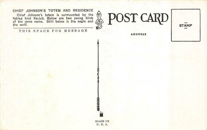 KETCHIKAN, AK Alaska  RAVEN FLOOD & CHIEF JOHNSON'S TOTEMS Two c1920's Postcards