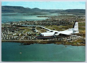 Airplane Postcard Icelandair Airlines Fokker Friendship Over Reykjavik CO6