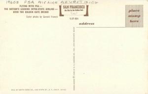 1960s PSA Airlines Advertising San Francisco California Crocker postcard 10978