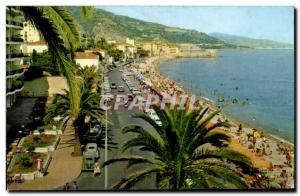 Postcard Moderne Menton The Promenade And Beach