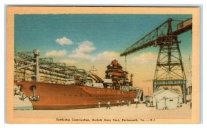 NORFOLK NAVY YARD, Portsmouth, VA ~ BATTLESHIP CONSTRUCTION Shipbuilding 1940s