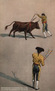 Vintage Postcard 1920 Placing Banderillas on Foot Matador Bullfighting Mexico MX