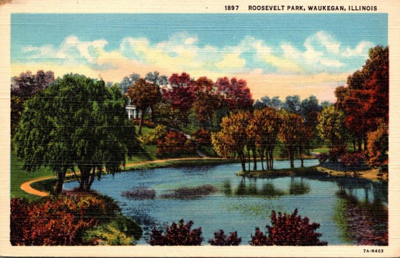Illinois Waukegan Scene In Roosevelt Park 1939 Curteich