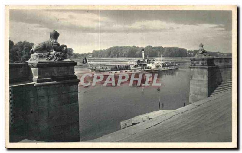 Postcard Old Lustschloss Pillnitz Freitreppe am Wasserpalais Boat