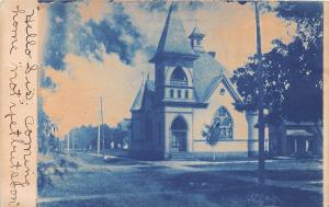 D29/ Lake Crystal Minnesota Mn Real Photo RPPC Postcard 1906 Blue Tint Church