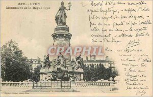 Postcard Old Lyon Monument of the Republic (map 1900)