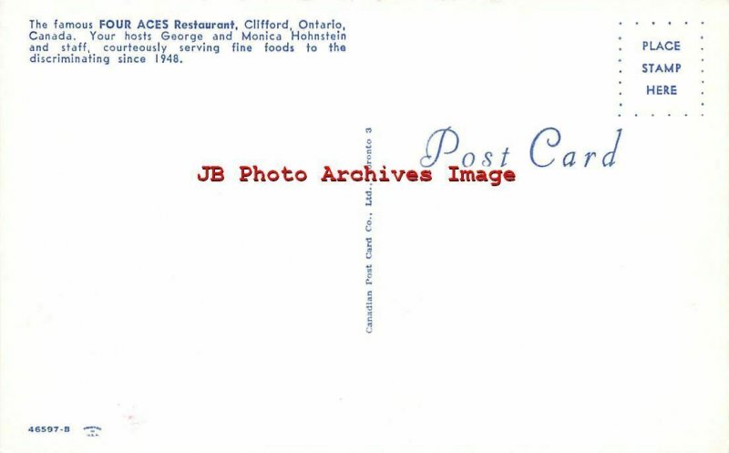 Canada, Ontario, Clifford, Four Aces Restaurant, Entrance, Dexter No 46597-B