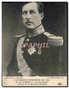 Postcard Old Army SM Albert 1st King of Belgians Decore the Medaille Militaire