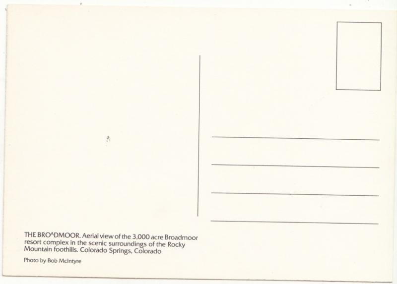 The Broadmoor resort complex, Rocky Mountain foothills, Colorado, Postcard