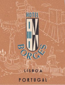 Portugal Lisboa Hotel Borges Vintage Luggage Label sk2126