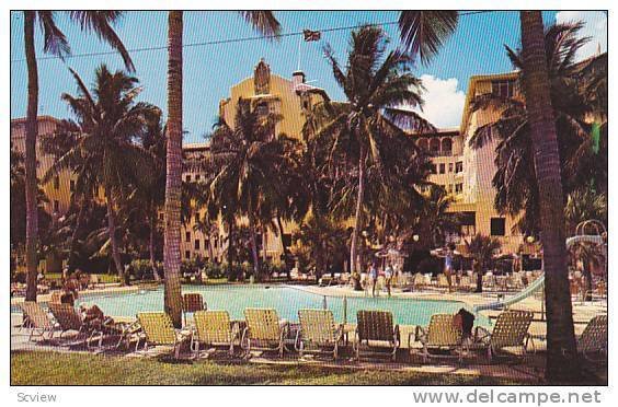 British Colonial Hotel, pool side, Nassau in the Bahamas, 40-60s