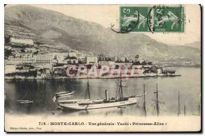 Old Postcard Monte Carlo General view Yacht Princess Alice Boat